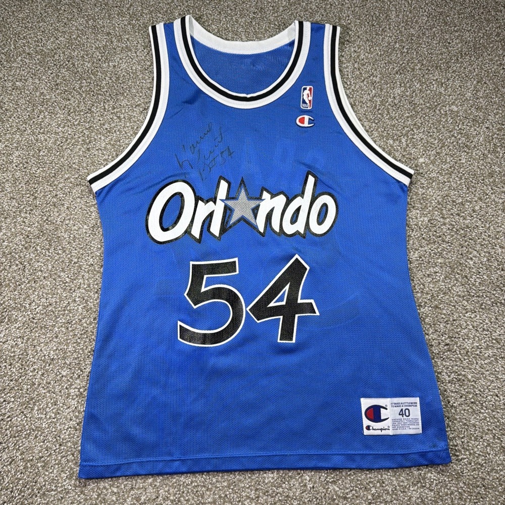 Orlando Magic Horace Grant Champion Jersey Signed Auto Size 40 USA Made 90s